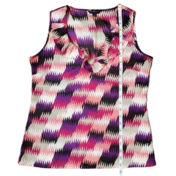 Banana Republic Blouse Womens Small Multicolor Ruffle V Neck Sleeveless Top - Picture 7 of 8